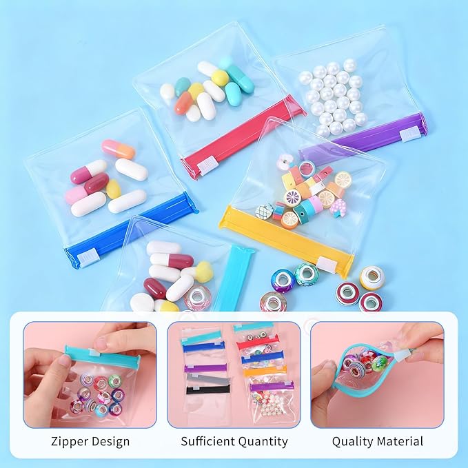 27 Pcs Pill Pouch Bags Small Reusable Zippered Pill Case Travel Medicine Storage Organizer Portable Self Sealing Compact Packets with Slide Lock Sticker for Qtips Items