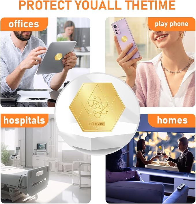 6 Pieces Protection Stickers for Smart Phones & Cell Phone,Tablets/Laptops/Computer/Radio/WiFi Router/TV All E-Devices, Hexagon, JF-6B