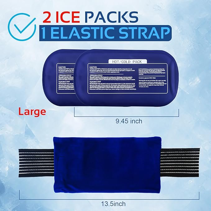 Ice Packs for Injuries Reusable (3-Piece Set) – Hot and Cold Ice Packs for Knee, Reusable Gel Wraps Support, Adjustable Ice Pack Pain Relief for Shoulders, Back Joints Muscles, Knees, Arms and Legs