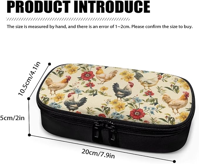 Retro Chicken Rooster Insulin Travel Case Diabetic Medication Cooler Bag with Handle to Store Insulin Pen, Lancets, Needles, Glucose Meter, Tester Strips, Easy to Use