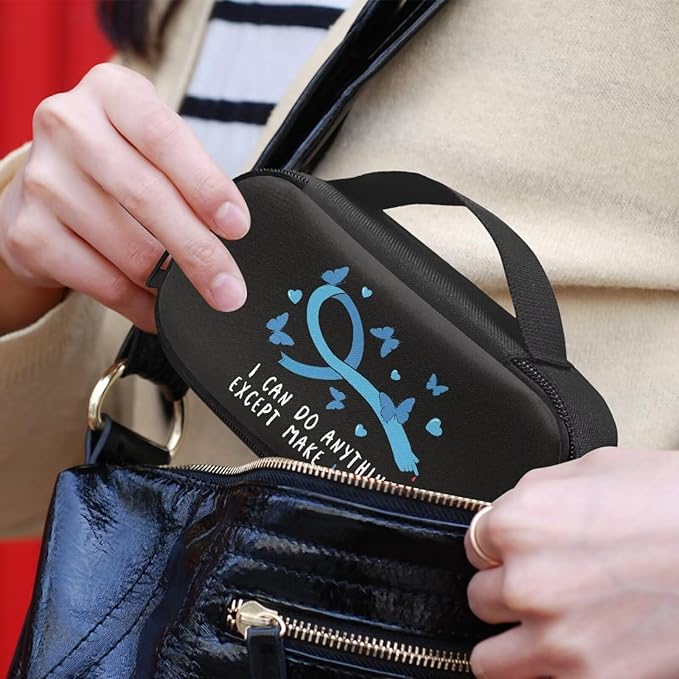 Rnyleeg Blue Ribbon Butterfly Diabetic Bags for Supplies Black Insulin Cooler Travel Case Portable Diabetic Travel Cases for Insulin Pens Diabetes Supply Case with Handle
