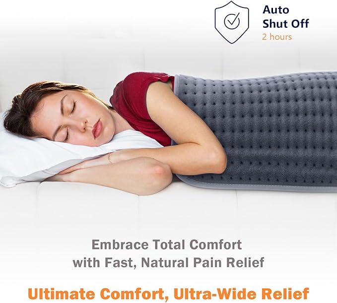 Ultra-Wide Microplush Heating Pad - 20"x24" Electric Heating Pad for Back, Neck, Shoulder Pain and Cramps - Moist Heat Option, Machine Washable, Auto-Off - Gifts for Women, Men, Mom, Dad, Christmas