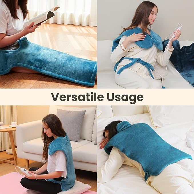 DAILYLIFE Heating Pad for Neck and Shoulders and Back, Electric Heating Pad for Back Pain Relife, 6 Heating Settings, UL Certified with Overheating Protection and Machine Washable, 26"x35", Blue