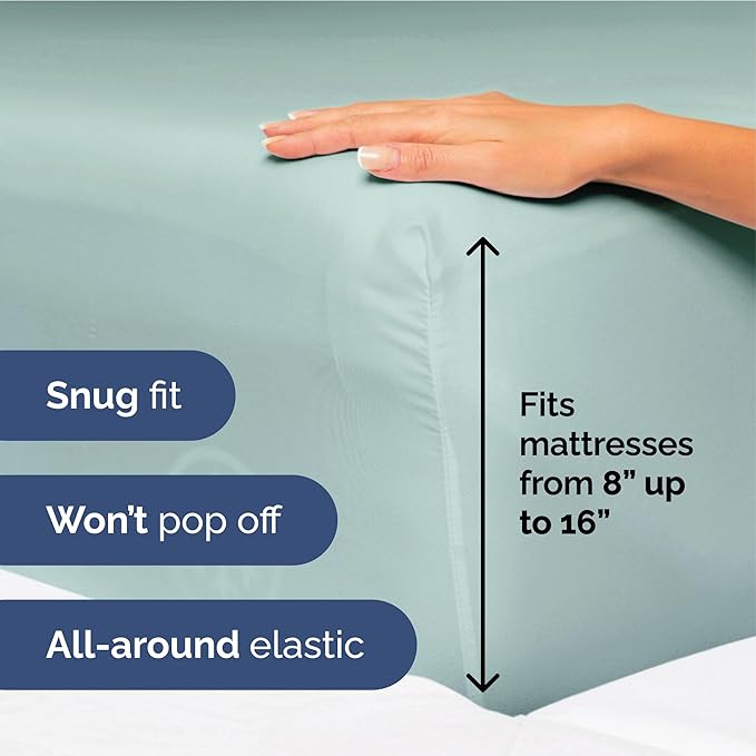 Twin XL Size 3 Piece Sheet Set - Extra Soft, Breathable & Cooling - Hotel Luxury Durable Bed Sheets for Women & Men - Deep Pockets, Easy-Fit & Wrinkle-Free - Light Teal Oeko-Tex