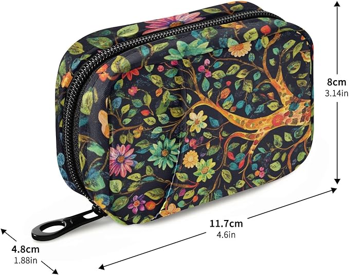 Tree of Life Flower Cute Pill Organizer Weekly Travel Pill Box 7 Day Large Capacity Pill Dispenser Case with 8 Pill Container Daily Pill Box Organizer Vitamin Holder Pill Bottle Organi