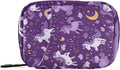 Dark Purple Unicorn Rainbow Travel Pill Organizer Case Box Container Weekly Portable Vitamin Medicine Holder Storage Bag with Zipper Removable