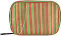 Green Red Stripe Travel Pill Case Bag with Compartments Twill Fabric Organizer with Plastic Inner Box for Medication Vitamins & Supplements