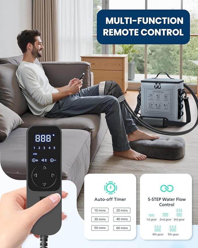 Cold Therapy Machine with Timer, Portable Ice Machine for Knee After Surgery, Knee Replacement Recovery System with Compression Pad for Shoulder, Hip and Ankle-Gary