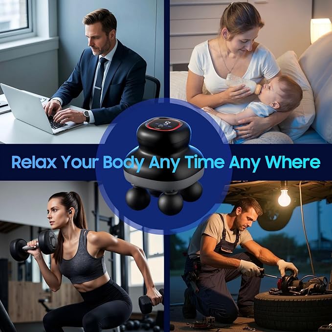 Massage Gun – Electric Body Massager with 4 Heads, Handheld Percussion Muscle Massager, Deep Tissue Back Massager for Muscle Relaxation, Powerful Full Body Electric Massager Tool for Men and Women