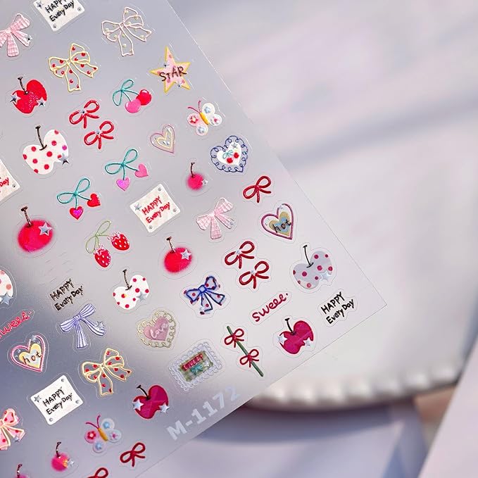 Small Cute Sticker 3D Relief Design Decals for iPhone 17 PRO / 17 PROMAX Cell Phone Camera Screen Lens,for NintendSwitch Game Handle Controllers，Scrapbooking Laptop Diary Planner Collage DIY (M-1172)