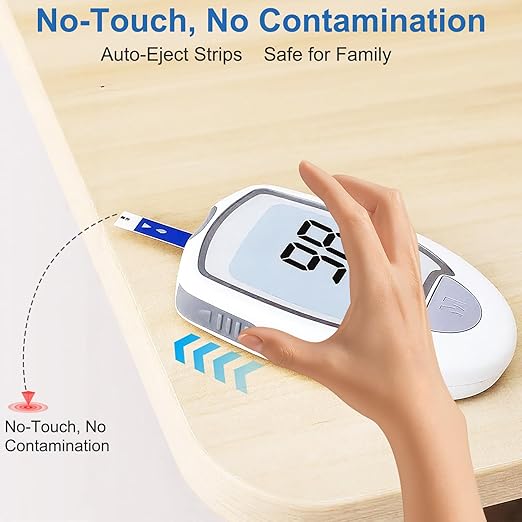 Glucose Monitor Kit, Blood Sugar Monitor with 50 Strips & Lancets, Diabetic Testing Kit with Auto Eject, No Coding, Large Display for Seniors, Glucometer Blood Sugar Testing Kit for Travel & Home Use