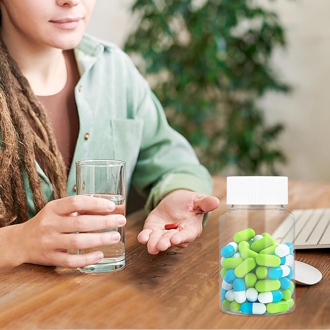 4Pcs Clear Pill Bottle, 80ml Empty Clear Plastic Pill Bottles Medicine Bottle Empty Reagent Bottle Chemical Containers with Caps for Liquid Solid Powder