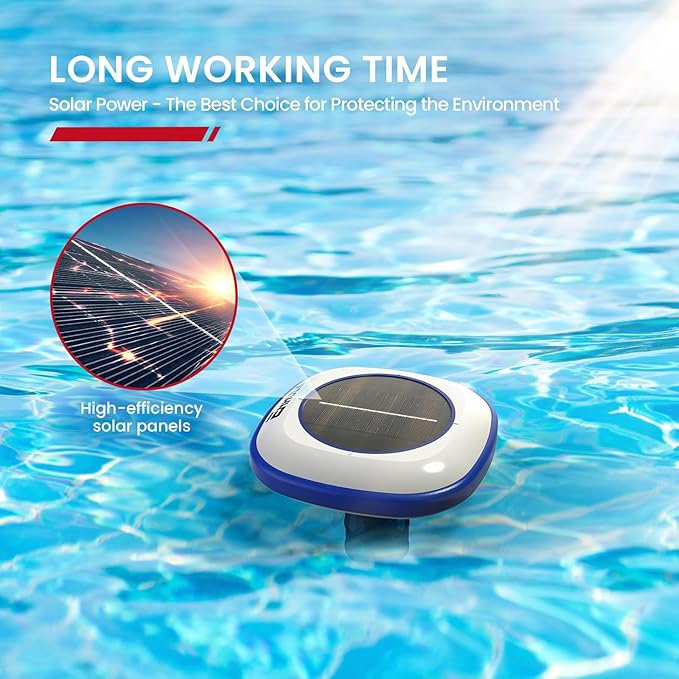 ENHULK Solar Pool Ionizer, Upgraded Floating Cleaner - Cleans Pools Up to 45,000 Gallons, Ideal for Above Ground, In-Ground Pools, Spas, and Hot Tubs(Blue)