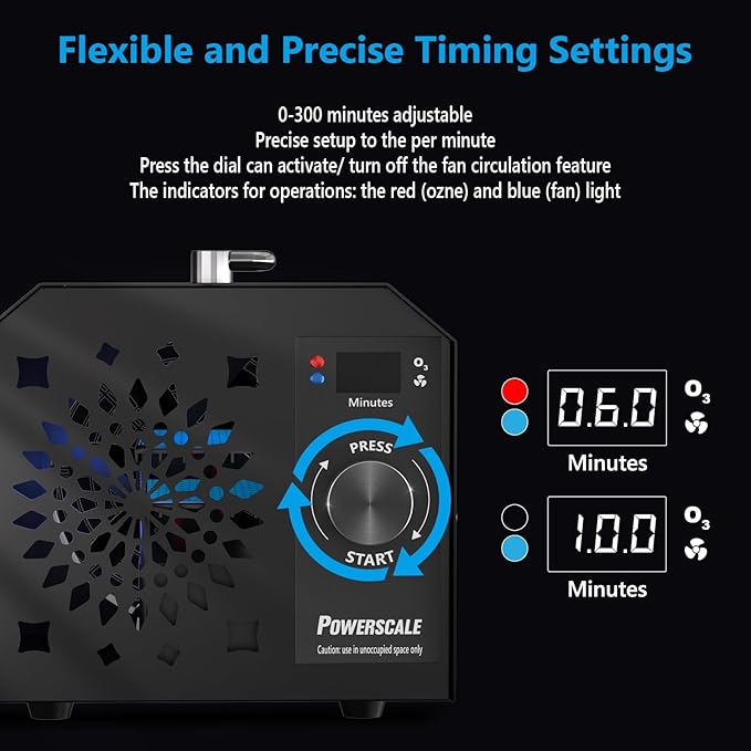 Powerscale Commercial Ozone Generator 150,000mg/h O3 Intelligent Control Industrial Ozone Machine Odor Removal Air Purifier Sterilization Large Homes Offices Ozone Odor Eliminator 16,000sq.ft. Black
