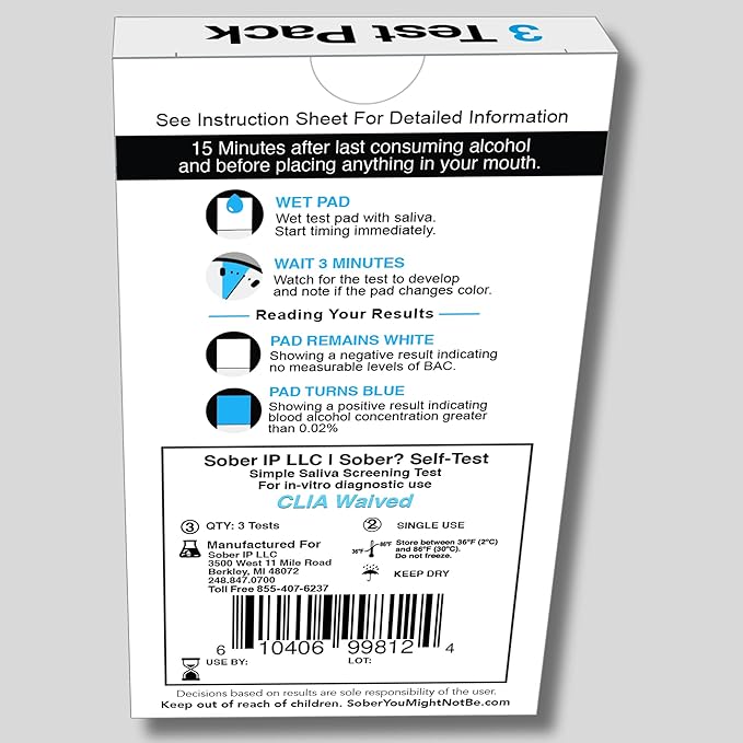 FDA Cleared Saliva Alcohol Test Strip, Highly Accurate BAC Self‑Test, 2–3 Minute Results, Portable & Discreet Sober Test Anywhere (3)