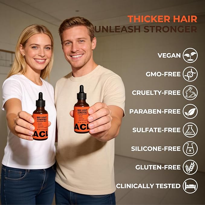 Red Light Therapy Hair Growth Serum - Copper Peptide Scalp Serum for LED Light Therapy Cap, Anti Hair Loss Treatment – Promotes Thicker, Fuller, Stronger - For Women & Men - 30ML