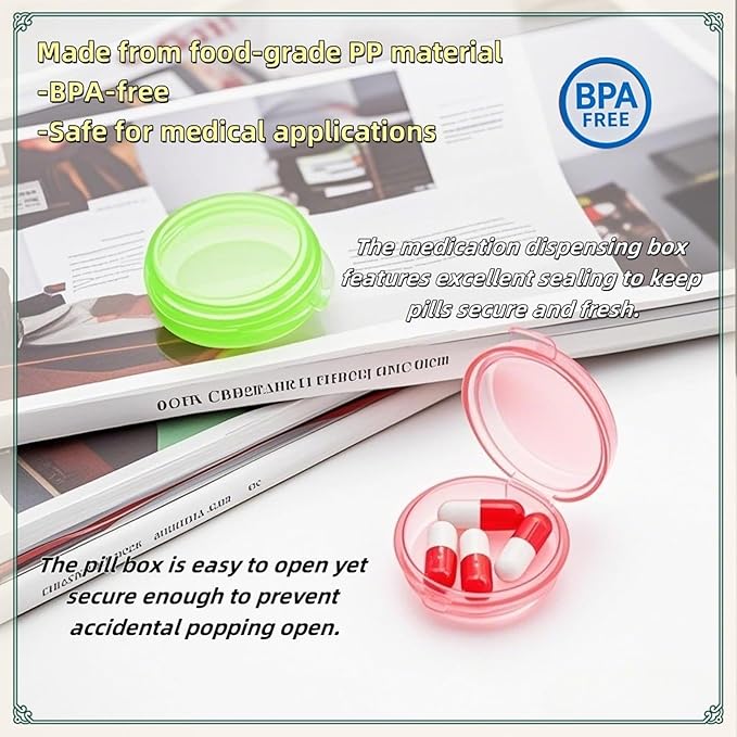 Small Pill Organizer Box Set - 6 Pcs Mini Travel Pill Case Container, Portable Daily Medicine Cases, Compact Travel Vitamin Boxes for Pocket Purse, Pills, Jewelry, Earplugs, or Small Items (6 Colour)
