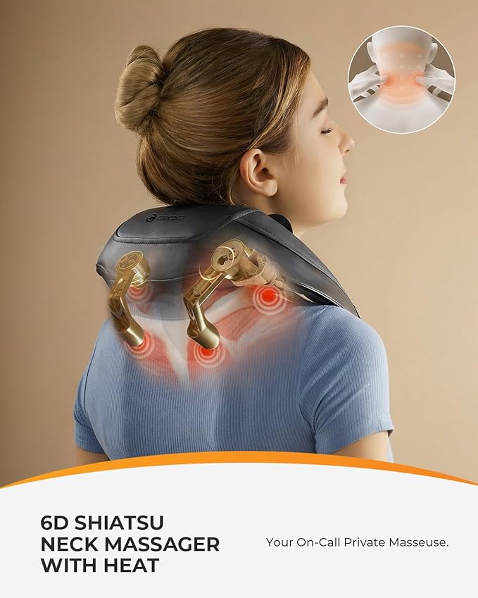 CooCoCo FSA Eligible Cordless Neck Massager, Back and Shoulder Massager for Pain Relief Deep Tissue, HSA FSA Approved Shiatsu Back Massager, Mothers Day Gifts & Birthday Gifts for Mom Dad Women Men