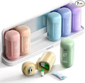 Weekly Magnetic Pill Organizer, Moisture-Proof Pill Case with Desiccant & Silicone Seal, 7-Day Removable Travel Medicine Container for Vitamins, Supplements (Rainbow)