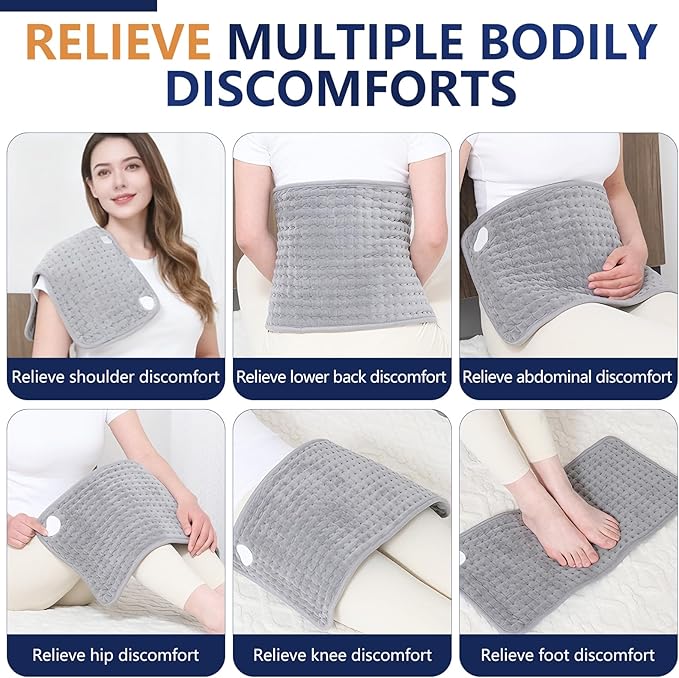 La Phaze Heating Pad for Back, Neck & Shoulder Pain Relief | 9 Heat & 4 Timer Settings | Fast Heating, Machine Washable Cover | for Home & Office Use (17x33 Inches)