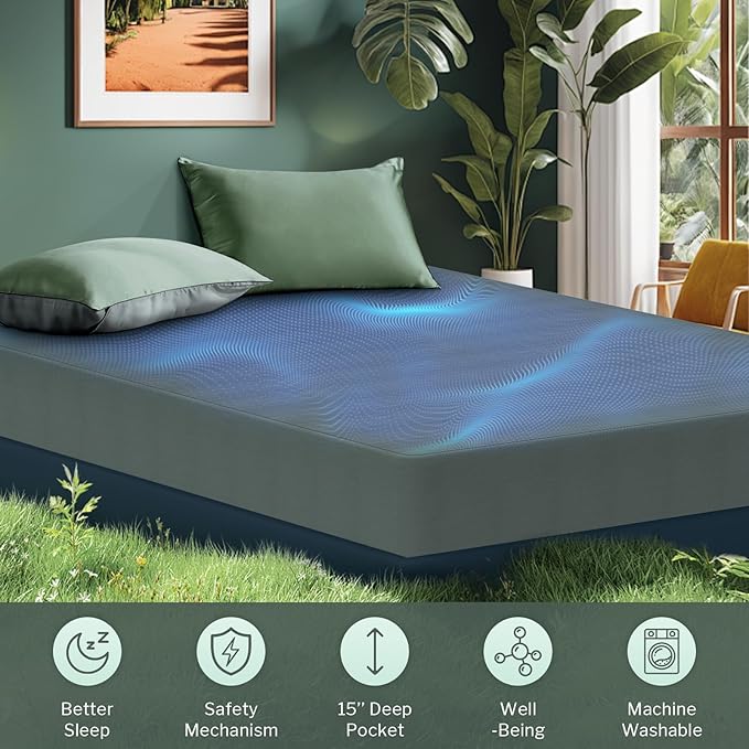 HOMLYNS RelaxRite Grounding Sheets King Size, 95% Cotton + 5% Pure Silver Fiber, Fitted Bed Sheet with Deep Pocket Up to 15'', Earthing Mattress Pad with Grounding Cord