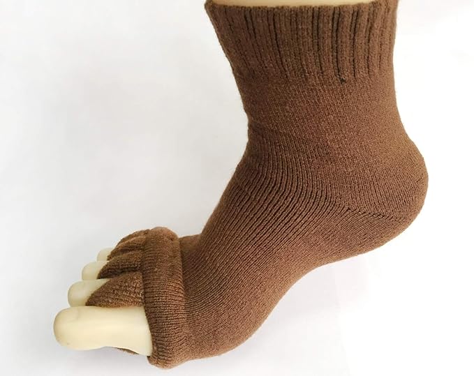 AIBEARTY 3 Pairs Yoga Sport Gym Five Toe Separator Socks Foot Massage Toeless Socks