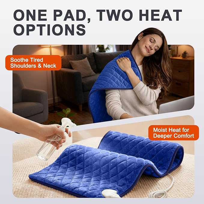 Heating Pad for Back Pain & Period Cramps - King Size 35" x 20" Electric Heating Pad, Adjustable Temperature Settings with Timer and Auto Shut-Off, Machine Washable, Soft Velvet, Gifts for Women & Men