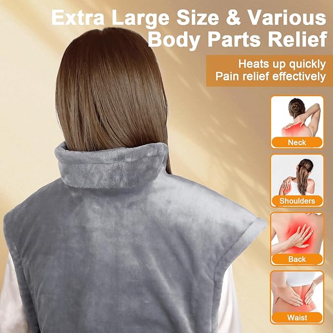 Heating Pad for Neck and Shoulders and Back, Heating Pad for Back Pain Relief, 9 Heat Settings Neck Heating Pad, Auto Shut-Off, 23'' × 37'' Shoulder Heating Pad Birthday Valentines Day for Women Men