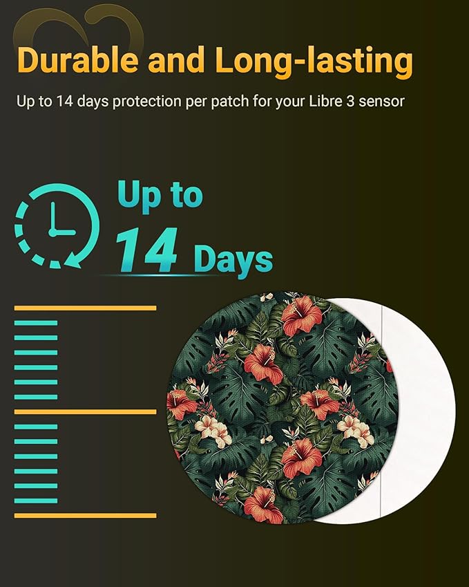 Libre 3 Sensor Covers Waterproof, Amolyfe 10 Pack Freestyle Libre 3 Plus Covers, Bump-Proof with Hard Cap, Breathable Latex Free Glucose Sensor CGM Adhesive Patches, 14-Day CGM Protection (Heart)