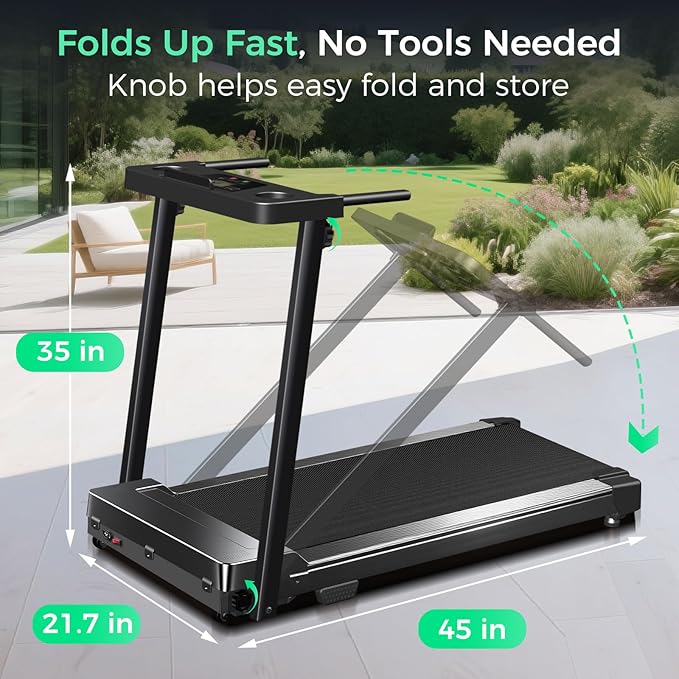 Foldable Treadmills for Home, 3.0HP Walking pad Treadmill with Handle Bar, Portable Electric Treadmill with Handles, 12 Preset Programs, LED Display and 300 lbs Capacity