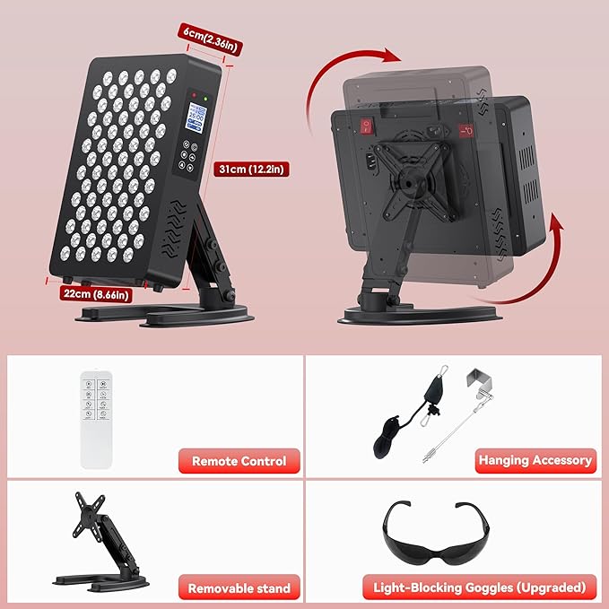 Red Light Therapy for Body, 660nm 850nm Near Infrared Lamp with Timer and Remote, 70 Dual Chip LEDs Device with 350W of Power, Ideal for Face and Body (M70)