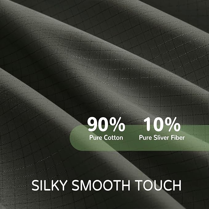 Grounding Sheet Queen Size-90% Organic Cotton & 10% Silver Fiber, Deep Pocket 18" Design, Soft & Conductive, for Better Sleep & Stress Relief Earth Grounf Bedding(Dark Green,60"x80"x18")