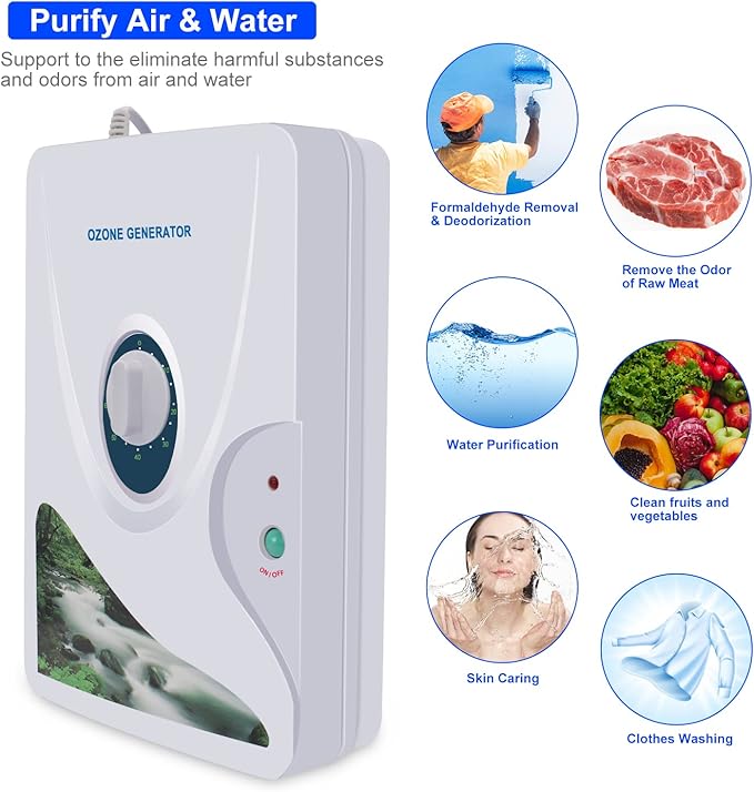 SHD Ozone Generator Water Ozonator O3 Ozone Machine 600mg/h for Home Air, Water, Fruits, Vegetables Clean