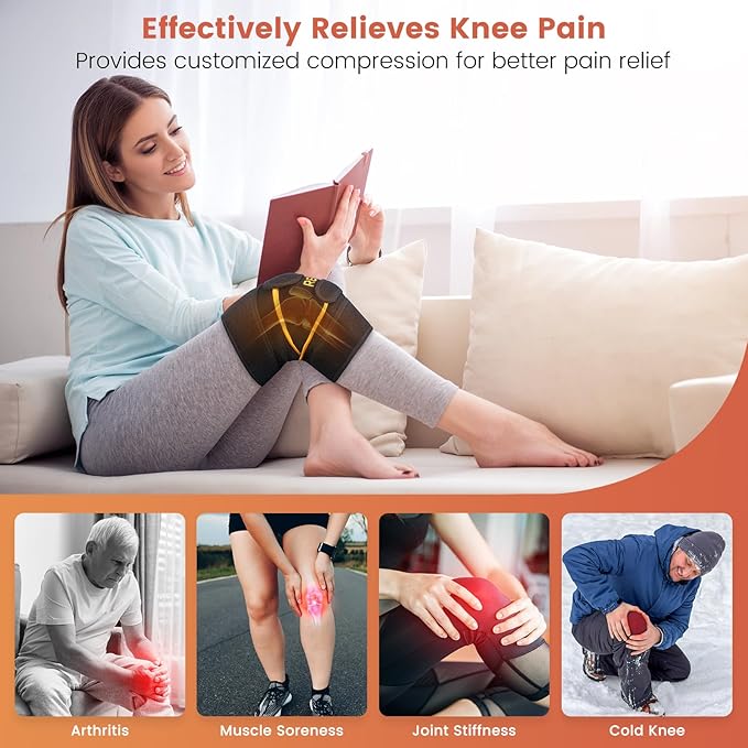 RENEO Electric Heating Pad for Knee Relief, Auto Shut-Off Wearable Knee Wrap, Elbow Heated Brace with Support, Discomfort Relief Gifts for Elders, 3 Heat Levels, Black