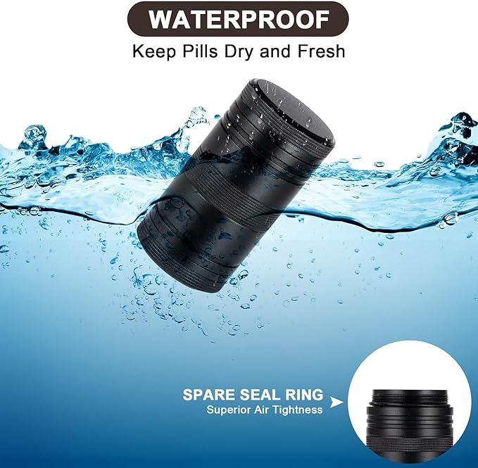 Pill Box 2 Times A Day Daily Waterproof AM PM Metal Pill Case - Travel Pill Container Twice A Day with 2 Compartment, Portable Medicine Organizer Holder for Vitamin, Fish Oils, Supplements