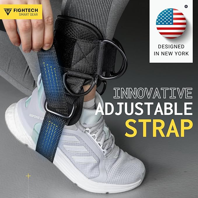 FIGHTECH Ankle Straps Cable Machine Attachment for Gym - Cable Kickback Ankle Straps - Padded Ankle Cuffs for Glute Kickbacks and Leg Workouts