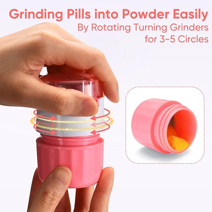 Pill Cutter, Crusher and Grinder, Splitter Accurate and Easy Cutting, Stainless Steel Blade, Perfect for Travel, Ideal for Purse or Pocket, Daily Usage, Ideal for Medication (Pink)