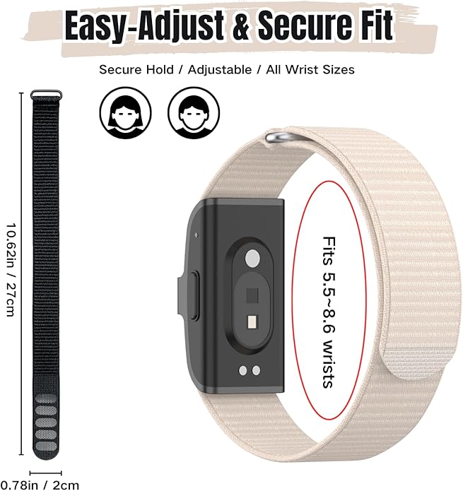 Nylon Loop Compatible with Hume Band, Nylon Replacement Strap, Soft Adjustable Breathable Sport Wristband for Fitness Tracker