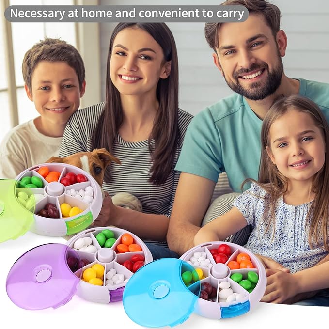 Creative Portable Mini 7 Day Weekly Circular Shape Rotary Cute Fruit Style Pill Storage Case Box (Mixed Color)