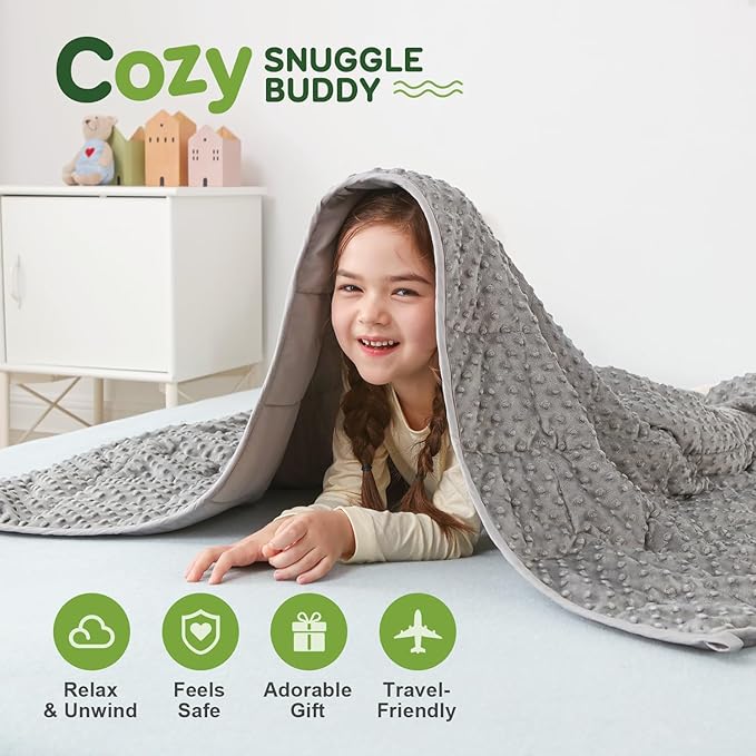 Sivio Weighted Blanket 7 Pounds, Heavy Blankets for Bed, Dual Side Soft Minky and Breathable Weighted Blanket, 41"x 60" Grey
