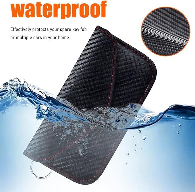 Faraday Pouch for Car Keys, Signal Blocking RFID Faraday Bag Cage, Anti-Theft Key Fob Pouch Protector (Large)