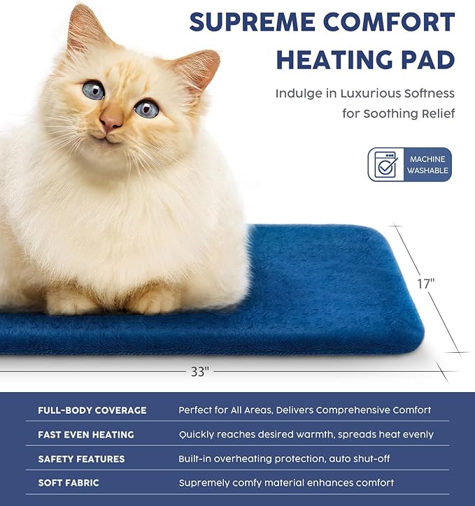 Heating Pad for Back Pain Relief, 33"x 17" Electric Heating Pad for Shoulder, Neck, Cramp, Menstrual Pain, Christmas Gifts for Women Men Mom Dad - 6 Heat Settings and Auto-Off, Moist/Dry Heat pad