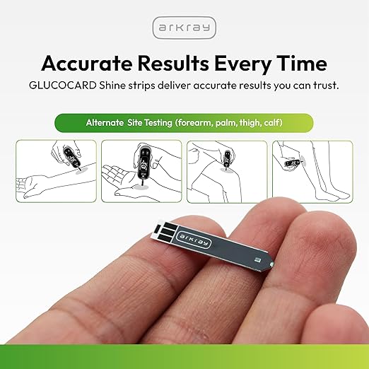 ARKRAY GLUCOCARD Shine Blood Glucose Test Strips – No Coding Required, Fast 5-Second Results, 0.5 Microliter Sample Size – Compatible with GLUCOCARD Shine Blood Glucose Meters, 50 Count