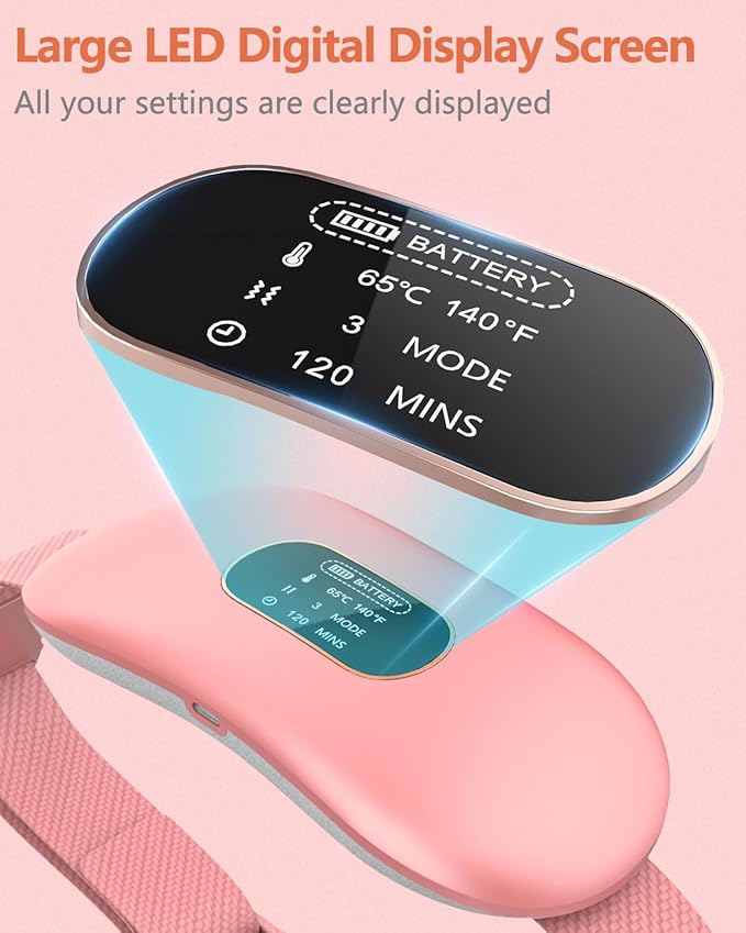 Heating Pad for Period Cramps,Upgrade Portable Heating Pads with Display&4 Timer Auto Off,Cordless Menstrual Heating Pad Back Pain Relief Belt with Massager Her Women Girls Stocking Stuffers