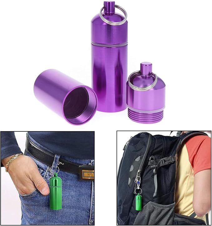 Micro Key Chain Waterproof Compartment Portable Storage Container, Pink