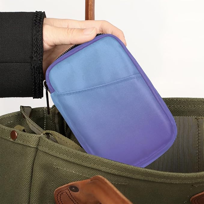 Weekly Travel Pill Organizer Case for Purse with Removable 7 Day Box Portable Compact Size Pill Box Fashionable Pill Container for Medicine Vitamin Supplement Blue and Purple