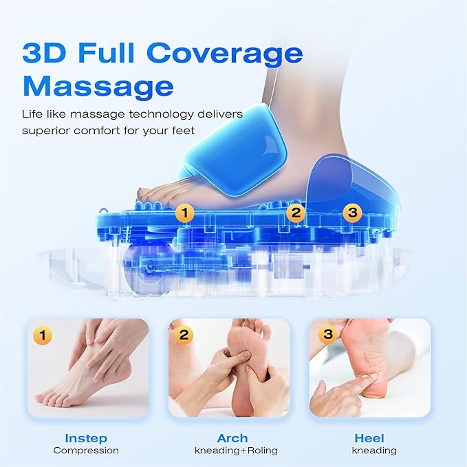 Shiatsu Foot Massager with Heat - Electric Massage for Plantar Fasciitis, Neuropathy Pain Relief & Circulation, Deep Tissue Kneading for Heel, Arch, Ankle - Gift for Men & Women, Seniors, Parents