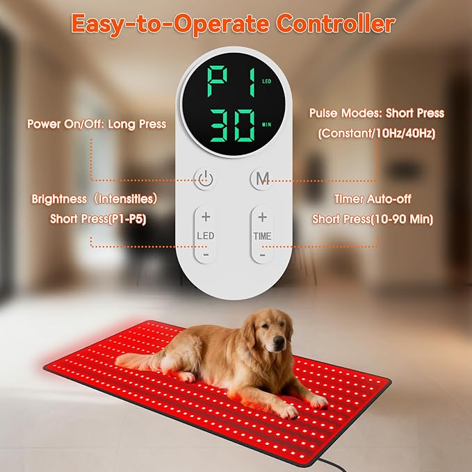 Red Light Therapy Mat for Body, Large 39"x24" Infrared Light Pad with 400 LEDs Tri-Chip 660nm & 850nm, Red Light Blanket for Back Belly Muscle Knee Joints, 10Hz/40Hz Pulsing, 9 Timer, Max 60W