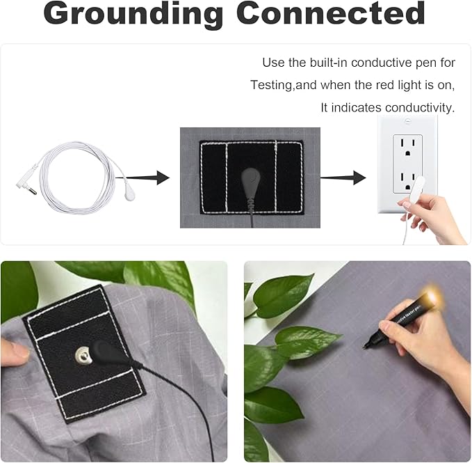 Grounding Sheets Full, Earth Grounding Fitted Sheet Full Size, 10% Silver Fiber, Grounding Bed Sheets with Grounding Wire for Better Sleep (Gray, 54 * 75 * 15 inch)