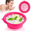 Portable Facial Ice Bath Bowl - Foldable Silicone Bowl with Built-In Ice Tray for Skincare, Suitable for Skin Facial Icebath at Home (Rose)